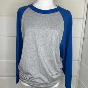 Blue and Gray Unisex Raglan Top